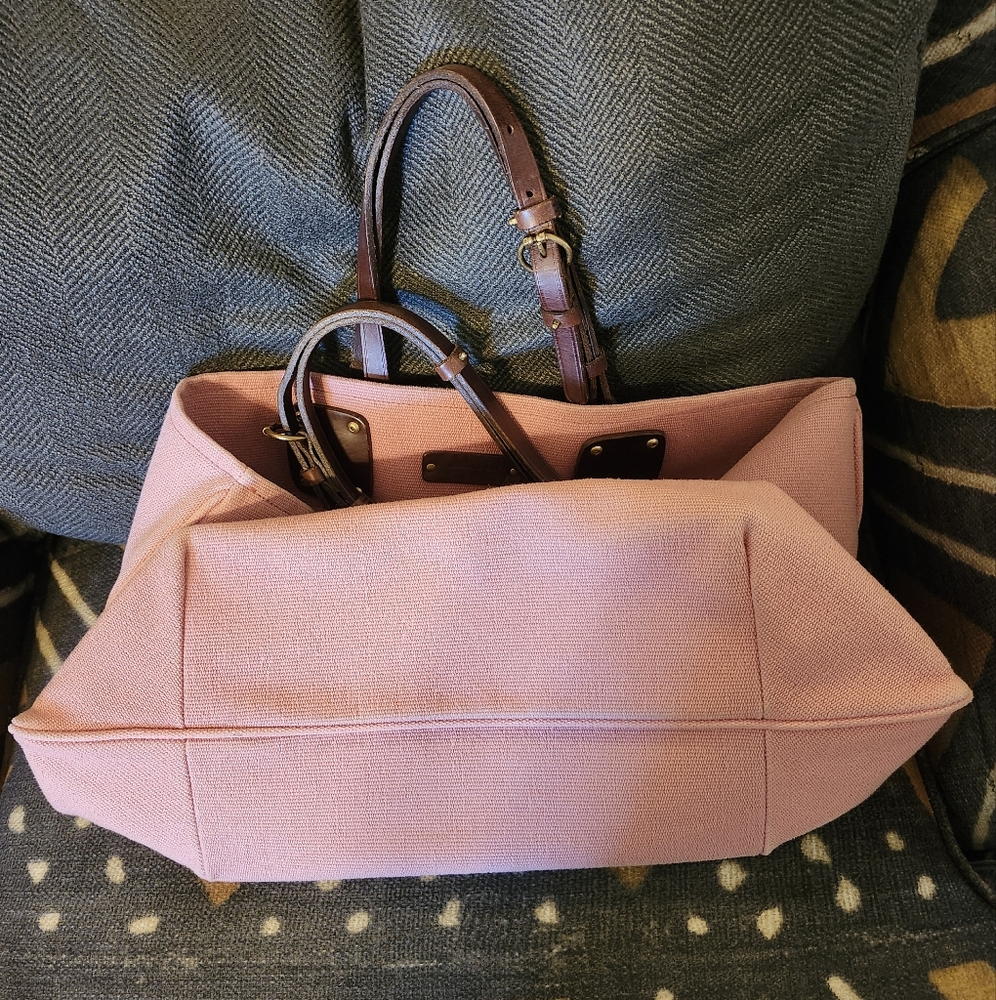 Bottega Veneta Pink Canvas Tote with Dark Brown Leather Handles - Picture 6 of 15